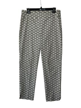 Joseph Ribkoff Black, Tan & White Patterned Pull On Cropped Pants Size 12